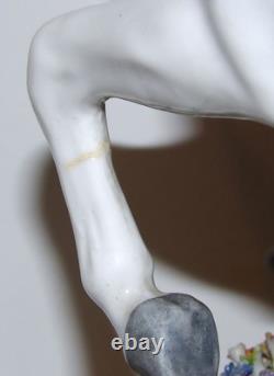 Stunning Large Sitzendorf Germany Porcelain Courting Couple Grey Horse Sculpture