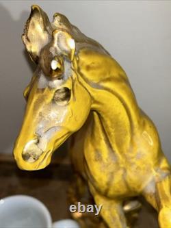Stunning Mustard & Gold Maureen Love Horse Ceramic Art Pre Y2K AS IS! 14
