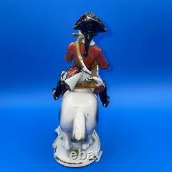 Style Of Scheibe Alsbach (germany) Porcelain Figurine Of A Soldier On Horseback