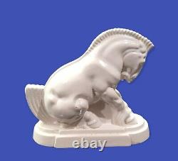 Super Rare Art Deco Pottery Horse Figurines Harry Lee Gibson Signed White Glaze