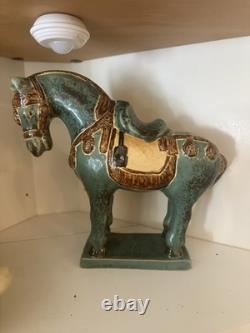 Tang Dynasty Style Chinese Horse Figurine Sancai Glazed Ceramic 10 In