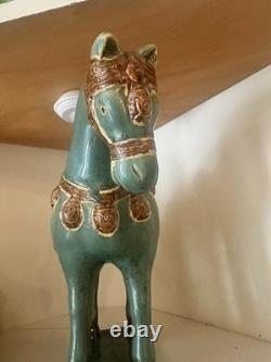Tang Dynasty Style Chinese Horse Figurine Sancai Glazed Ceramic 10 In