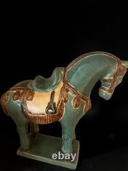 Tang Dynasty Style Chinese Horse Figurine Sancai Glazed Ceramic 10 In
