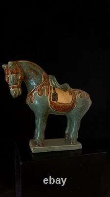 Tang Dynasty Style Chinese Horse Figurine Sancai Glazed Ceramic 10 In