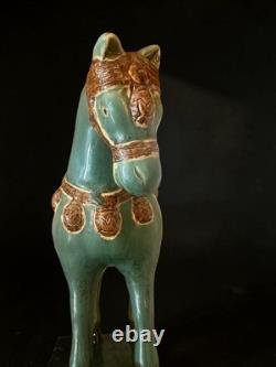Tang Dynasty Style Chinese Horse Figurine Sancai Glazed Ceramic 10 In