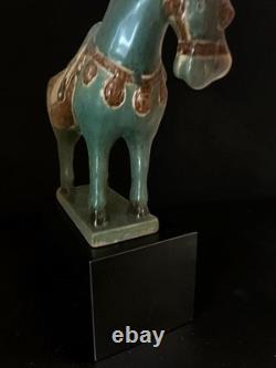 Tang Dynasty Style Chinese Horse Figurine Sancai Glazed Ceramic 10 In