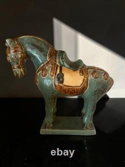 Tang Dynasty Style Chinese Horse Figurine Sancai Glazed Ceramic 10 In