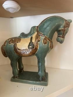 Tang Dynasty Style Chinese Horse Figurine Sancai Glazed Ceramic 10 In