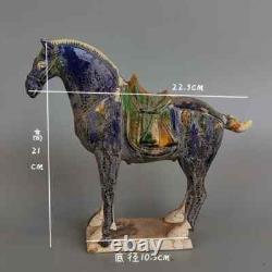 Tang Sancai Blue Glazed Horse Home Decor Ancient Porcelain Unearthed Figurines