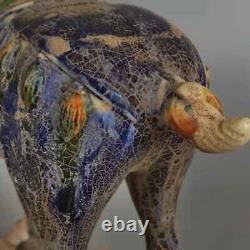 Tang Sancai Blue Glazed Horse Home Decor Ancient Porcelain Unearthed Figurines