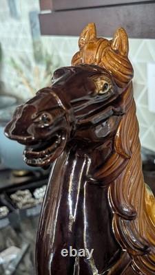 Tang-Style Chinese Ceramic Horse Amber Green Drip Glaze Statue 18 Heavy-Large