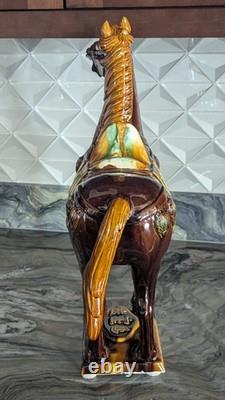 Tang-Style Chinese Ceramic Horse Amber Green Drip Glaze Statue 18 Heavy-Large
