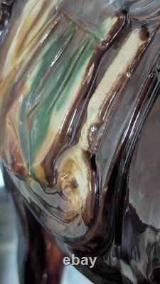 Tang-Style Chinese Ceramic Horse Amber Green Drip Glaze Statue 18 Heavy-Large
