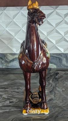Tang-Style Chinese Ceramic Horse Amber Green Drip Glaze Statue 18 Heavy-Large