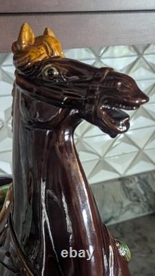 Tang-Style Chinese Ceramic Horse Amber Green Drip Glaze Statue 18 Heavy-Large