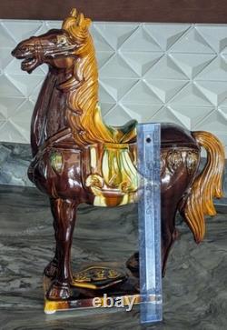 Tang-Style Chinese Ceramic Horse Amber Green Drip Glaze Statue 18 Heavy-Large