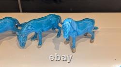 Thirteen Vintage Chinese Miniature Horse Figurines With Turquoise Glaze