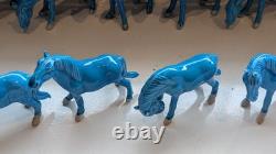 Thirteen Vintage Chinese Miniature Horse Figurines With Turquoise Glaze