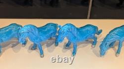 Thirteen Vintage Chinese Miniature Horse Figurines With Turquoise Glaze
