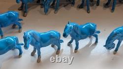 Thirteen Vintage Chinese Miniature Horse Figurines With Turquoise Glaze