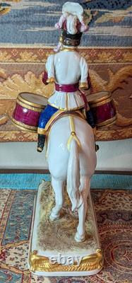 Two Vtg German Scheibe Alsbach Porcelain Napoleon Garde Imperiale Horse Statues
