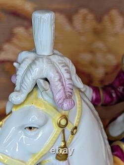 Two Vtg German Scheibe Alsbach Porcelain Napoleon Garde Imperiale Horse Statues