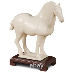 US SELLER Ivory Glazed Ceramics Tang Dynasty Oriental Horse