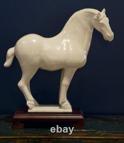US SELLER Ivory Glazed Ceramics Tang Dynasty Oriental Horse
