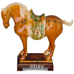 US SELLER Tang Dynasty Tri-Color Glazed Ceramic Chinese Bay Horse Statue