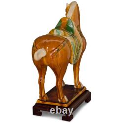 US SELLER Tang Dynasty Tri-Color Glazed Ceramic Chinese Bay Horse Statue