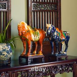 US SELLER Tang Dynasty Tri-Color Glazed Ceramic Chinese Bay Horse Statue