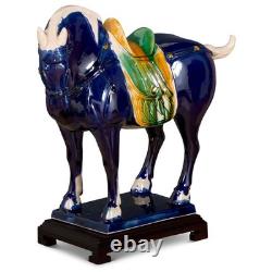 US SELLER Tang Dynasty Tri-Color Glazed Ceramic Chinese Horse Figurine