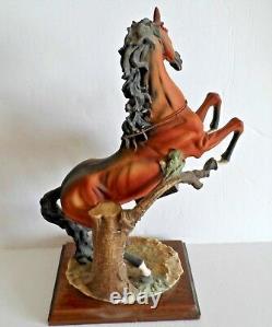 VINTAGE CAPODIMONTE REARING STALLION HORSE G GIUSEPPE ARMANI with Certificate