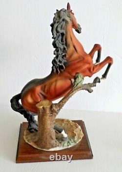 VINTAGE CAPODIMONTE REARING STALLION HORSE G GIUSEPPE ARMANI with Certificate