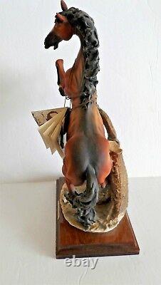 VINTAGE CAPODIMONTE REARING STALLION HORSE G GIUSEPPE ARMANI with Certificate