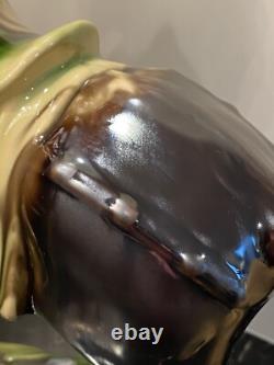 VINTAGE Large Horse Jogging Figurine Porcelain Lustrous Marked 14.5x 12.5