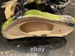 VINTAGE Large Horse Jogging Figurine Porcelain Lustrous Marked 14.5x 12.5