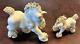 Vintage Spaghetti Horse Pony Pair Of Figurines 1950s White With Gold Hair & Roses