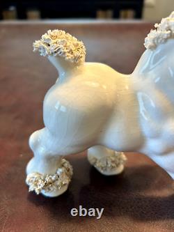 VINTAGE SPAGHETTI HORSE PONY PAIR OF FIGURINES 1950s WHITE With GOLD HAIR & ROSES