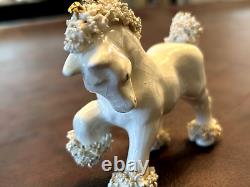 VINTAGE SPAGHETTI HORSE PONY PAIR OF FIGURINES 1950s WHITE With GOLD HAIR & ROSES