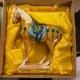 Vintage Tang Dynasty War Horse Figurine Glazed Ceramic China Statue In Orig Box