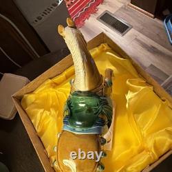 VINTAGE TANG DYNASTY WAR HORSE FIGURINE GLAZED CERAMIC CHINA STATUE In Orig box