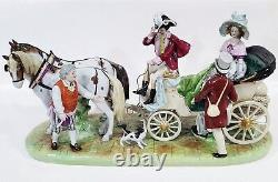 VINTAGE X-Large GERMAN 20th C SCHEIBE ALSBACH PORCELAIN GROUPING Coach & Horses