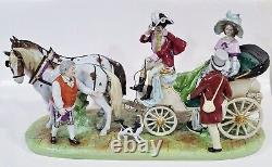 VINTAGE X-Large GERMAN 20th C SCHEIBE ALSBACH PORCELAIN GROUPING Coach & Horses