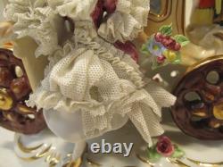 VNT Dresden Figurine Cinderella Horse Drawn Carriage with Driver & 2 Passengers