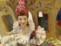 VNT Dresden Figurine Cinderella Horse Drawn Carriage with Driver & 2 Passengers