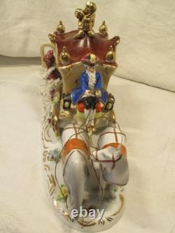 VNT Dresden Figurine Cinderella Horse Drawn Carriage with Driver & 2 Passengers