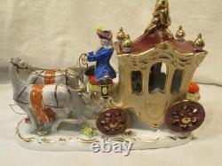 VNT Dresden Figurine Cinderella Horse Drawn Carriage with Driver & 2 Passengers