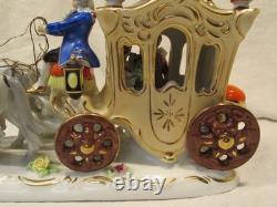 VNT Dresden Figurine Cinderella Horse Drawn Carriage with Driver & 2 Passengers