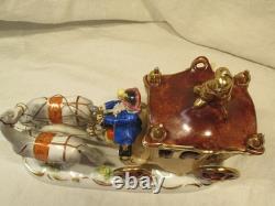 VNT Dresden Figurine Cinderella Horse Drawn Carriage with Driver & 2 Passengers